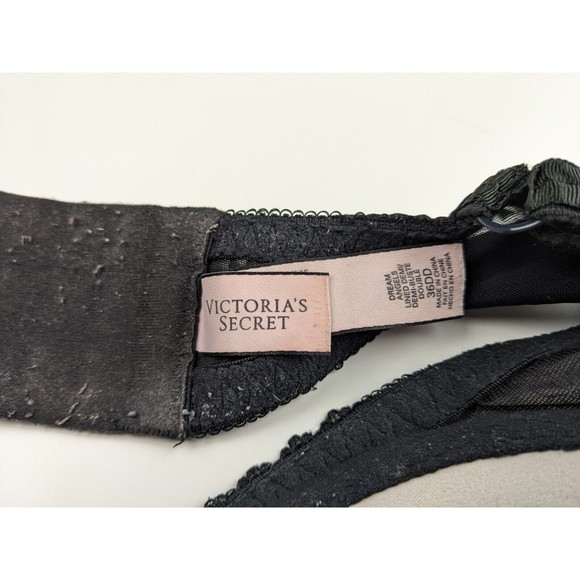 Victoria's Secret Bra Dream Angels Demi 36DD Cream Black Floral Polka Dot Lace - Picture 6 of 6